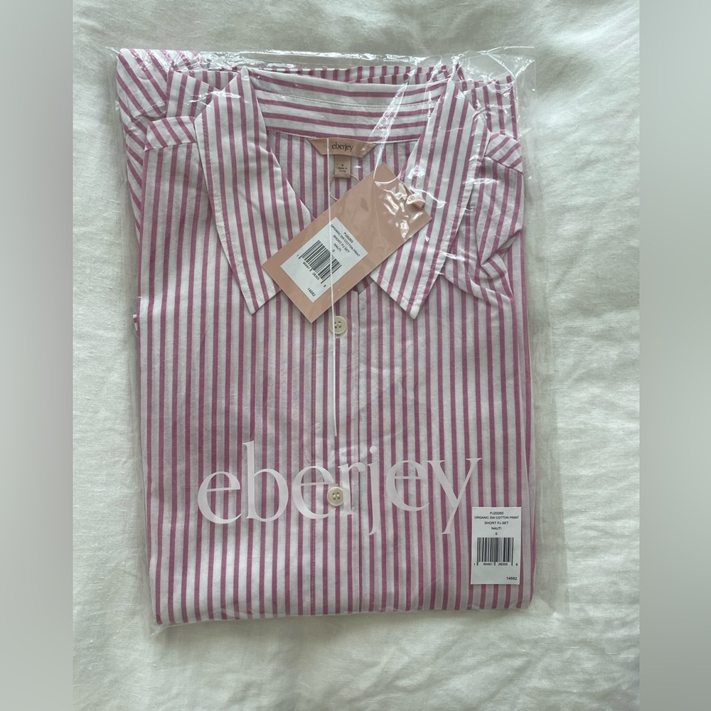 Organic Cotton Printed Short PJ Set — Nautico Stripe Italian Rose - NWT